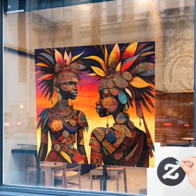 African Woman Window Cling (Cafe Window)