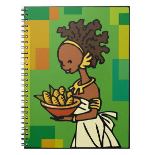 African Woman with bowl of Corn Notebook