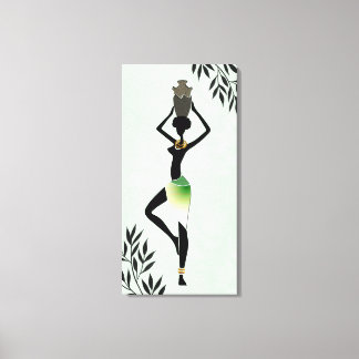 African Woman with Jug Silhouette 2 Canvas Print