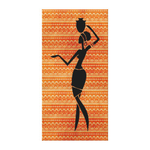 African Woman with Jug Silhouette Canvas Print