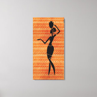 African Woman with Jug Silhouette Canvas Print