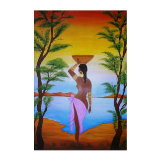 African Woman with Lake View Acrylic Print