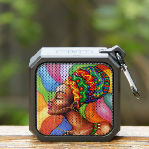 African Woman with Wax Traditional Fabric Bluetooth Speaker