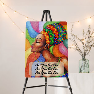 African Woman with Wax Traditional Fabric Foam Board