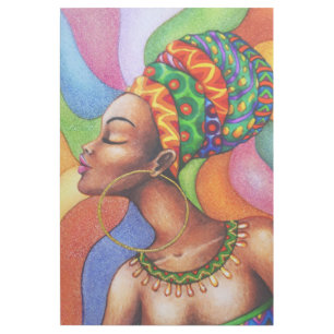 African Woman with Wax Traditional Fabric Gallery Wrap