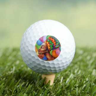 African Woman with Wax Traditional Fabric Golf Balls