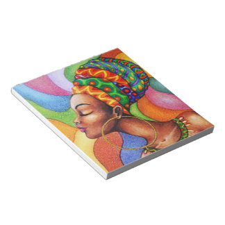 African Woman with Wax Traditional Fabric Notepad