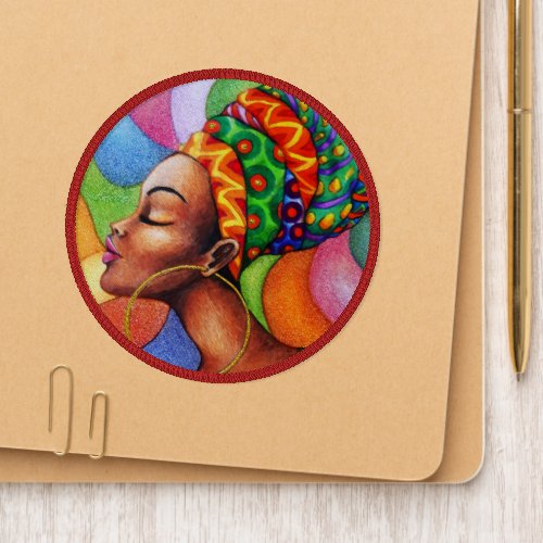 African Woman with Wax Traditional Fabric Patch