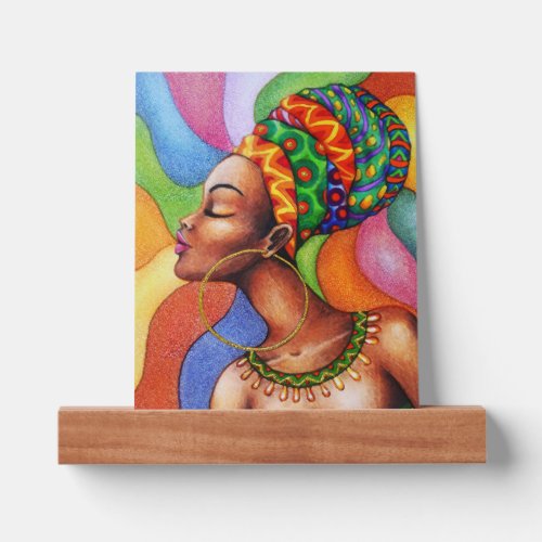 African Woman with Wax Traditional Fabric Picture Ledge