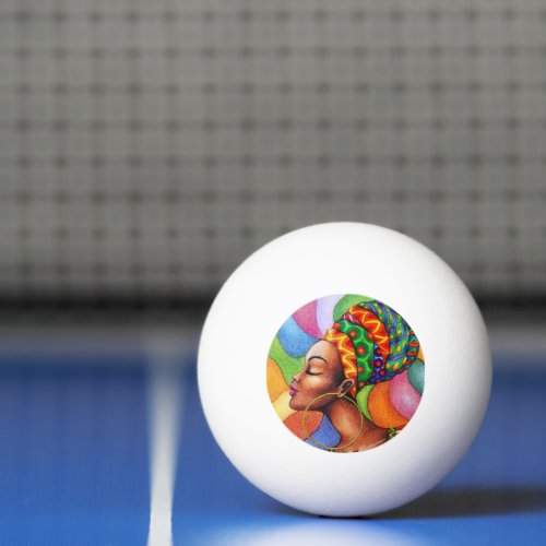 African Woman with Wax Traditional Fabric Ping Pong Ball