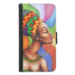 African Woman with Wax Traditional Fabric Samsung Galaxy S5 Wallet Case