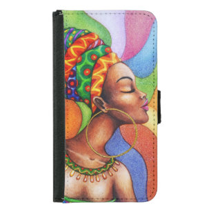African Woman with Wax Traditional Fabric Samsung Galaxy S5 Wallet Case