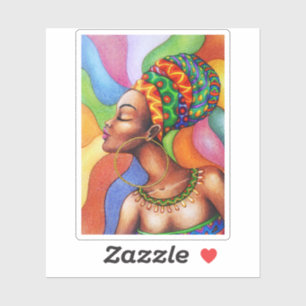 African Woman with Wax Traditional Fabric Sticker
