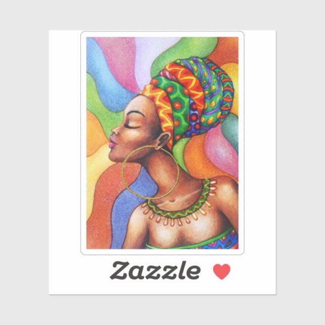 African Woman with Wax Traditional Fabric Sticker (Sheet)