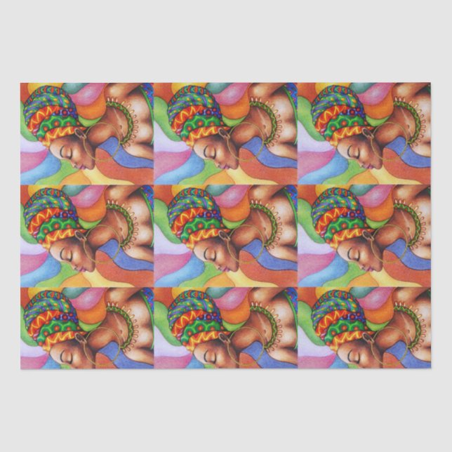 African Woman with Wax Traditional Fabric Tissue Paper (Front)