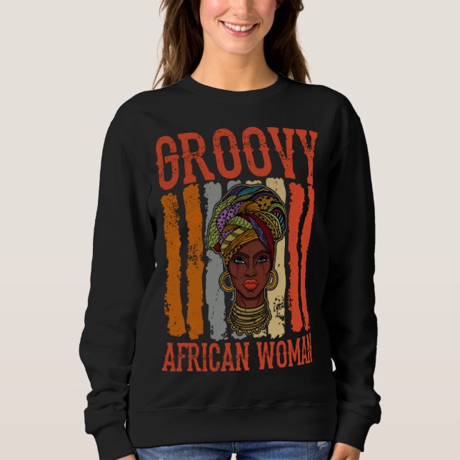 African woman womanism ethnic earrings necklace he sweatshirt (Front)
