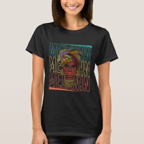 African woman womanism ethnic earrings necklace he T_Shirt