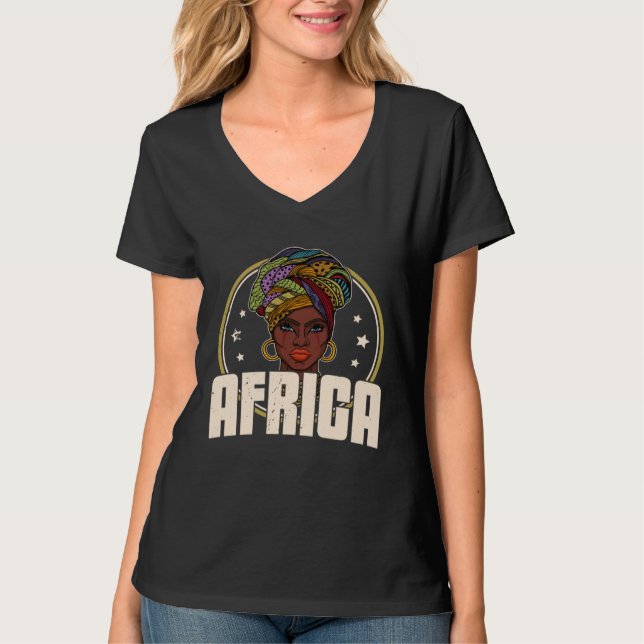 African woman womanism ethnic earrings necklace he T-Shirt (Front)
