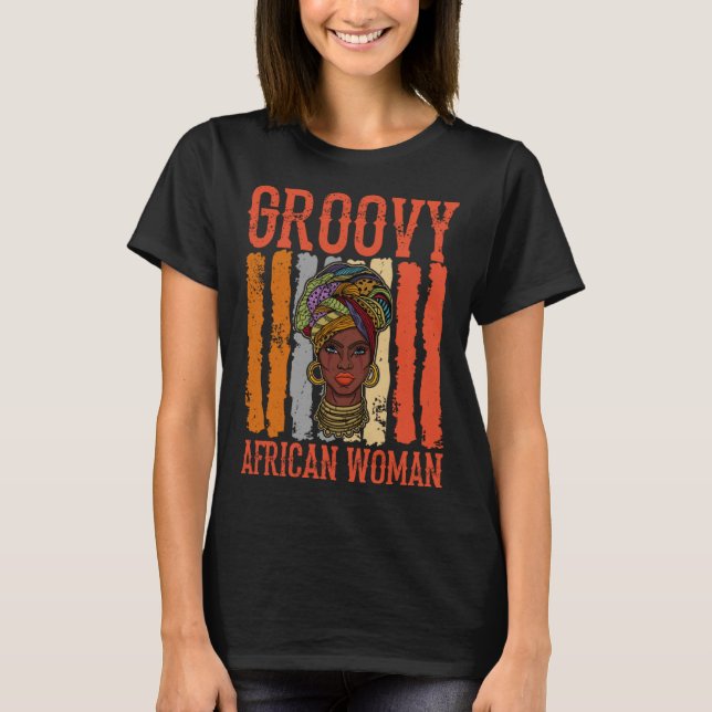 African woman womanism ethnic earrings necklace he T-Shirt (Front)