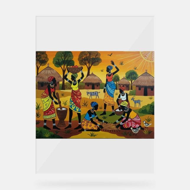 African women at work Throw Cushion Acrylic Sign (Front)