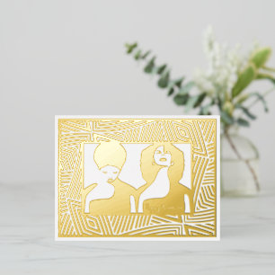 African Women Black Heritage Happy Kwanzaa Foil Holiday Postcard