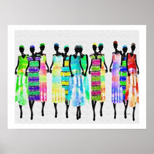 African Women Colored Pencil Design Poster (Front)