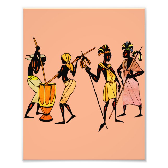 African Women cooking and dancing Photo Print (Front)