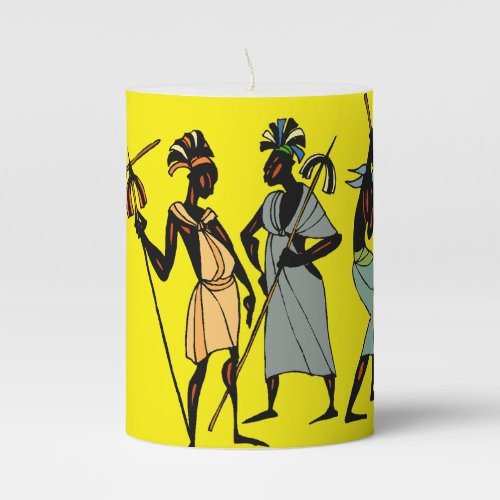 African Women cooking and dancing  Pillar Candle