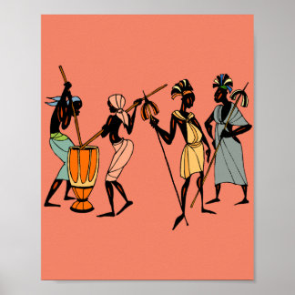 African Women cooking and dancing Poster