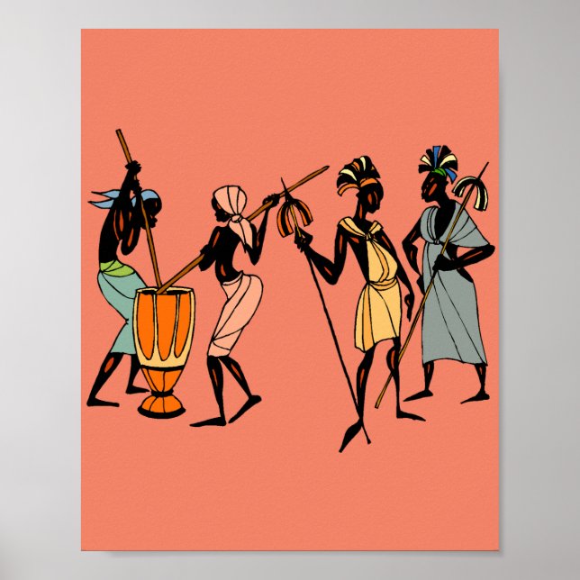 African Women cooking and dancing  Poster (Front)