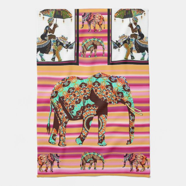 African Women Elephant Kitchen Hand Towel (Vertical)