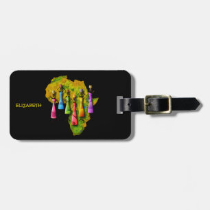 African Women In Colorful Dresses On Africa Map Luggage Tag