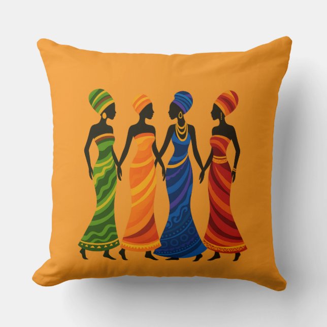 African Women Throw Pillow (Front)