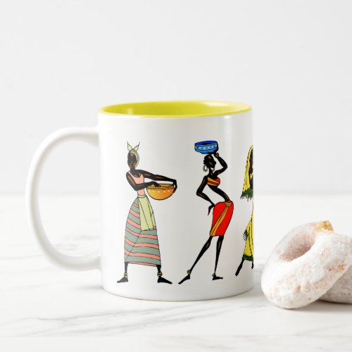 African  Women Tribal Life Your Background Color Two_Tone Coffee Mug