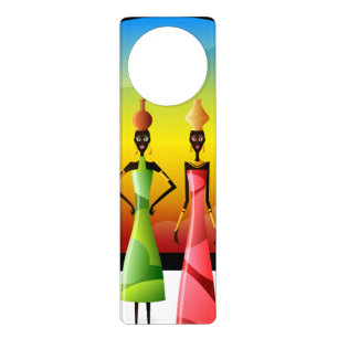 African Women with Pottery on their heads Door Hanger