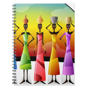 African Women with Pottery on their heads Notebook