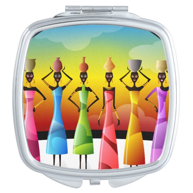 African Women with Pottery on their heads Vanity Mirror (Front)