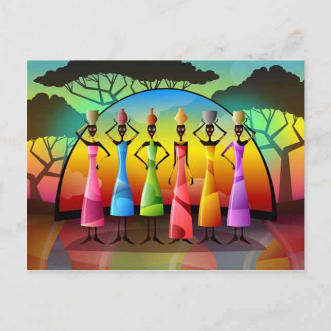 African Women With Vessels Postcard (Front)