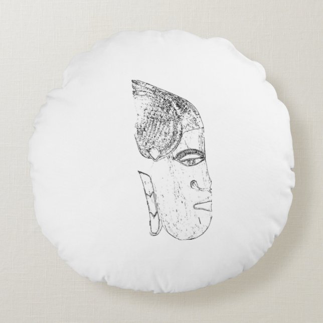 african women's head design round pillow (Front)