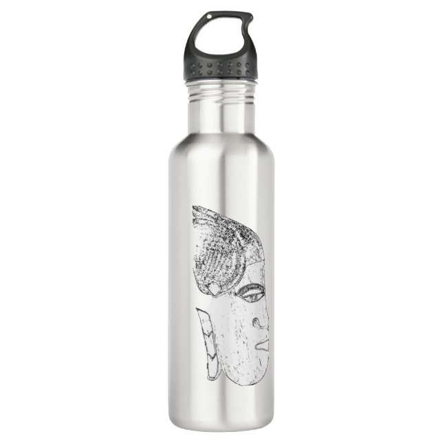 african women's head design stainless steel water bottle (Front)