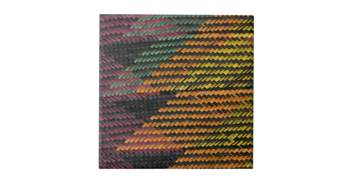 African Woven Straw Mat Tile Zazzle
