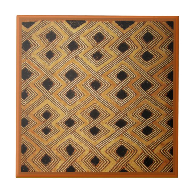 African Zaire Congo Kuba Textile Tile (Front)
