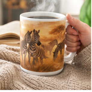 African Zebra Herd Savannah Wildlife Art Coffee Mug