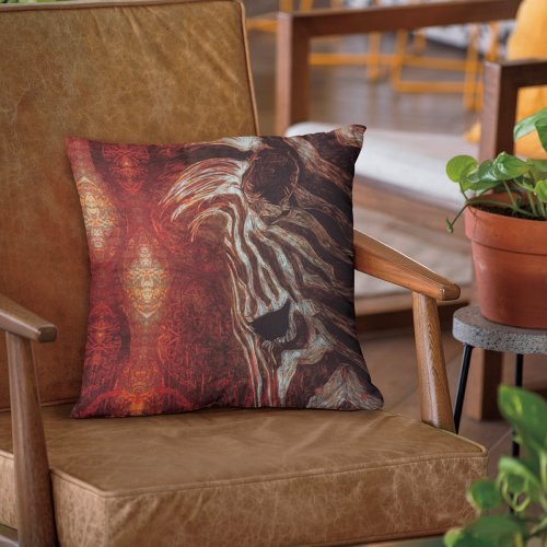 African Zebra in White on Brown and Orange Throw Pillow