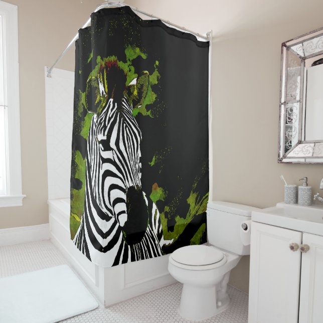 African Zebra Night  Shower Curtain (In Situ)