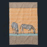 African Zebra Orange Chevron Tea Kitchen Towel<br><div class="desc">#zebras</div>