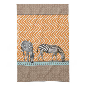 African Zebra Orange Chevron Tea Kitchen Towel