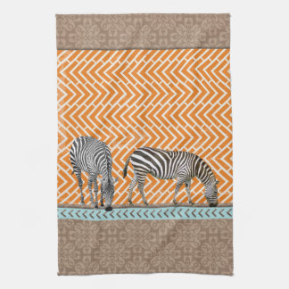 African Zebra Orange Chevron Tea Kitchen Towel