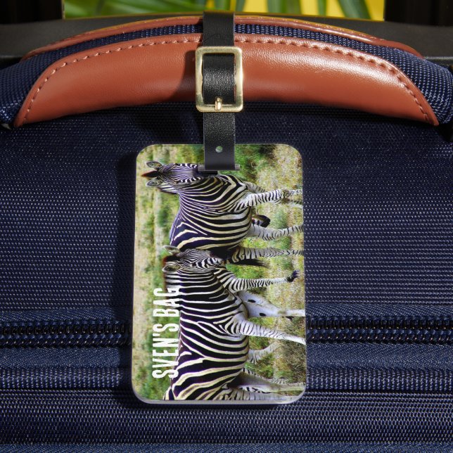 African Zebra Pair Luggage Tag (Front Insitu 2)