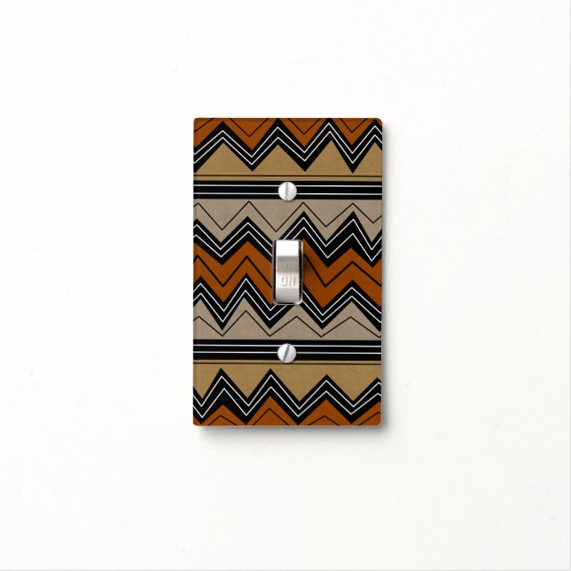 African Zigzags Pattern Light Switch Cover (In Situ)